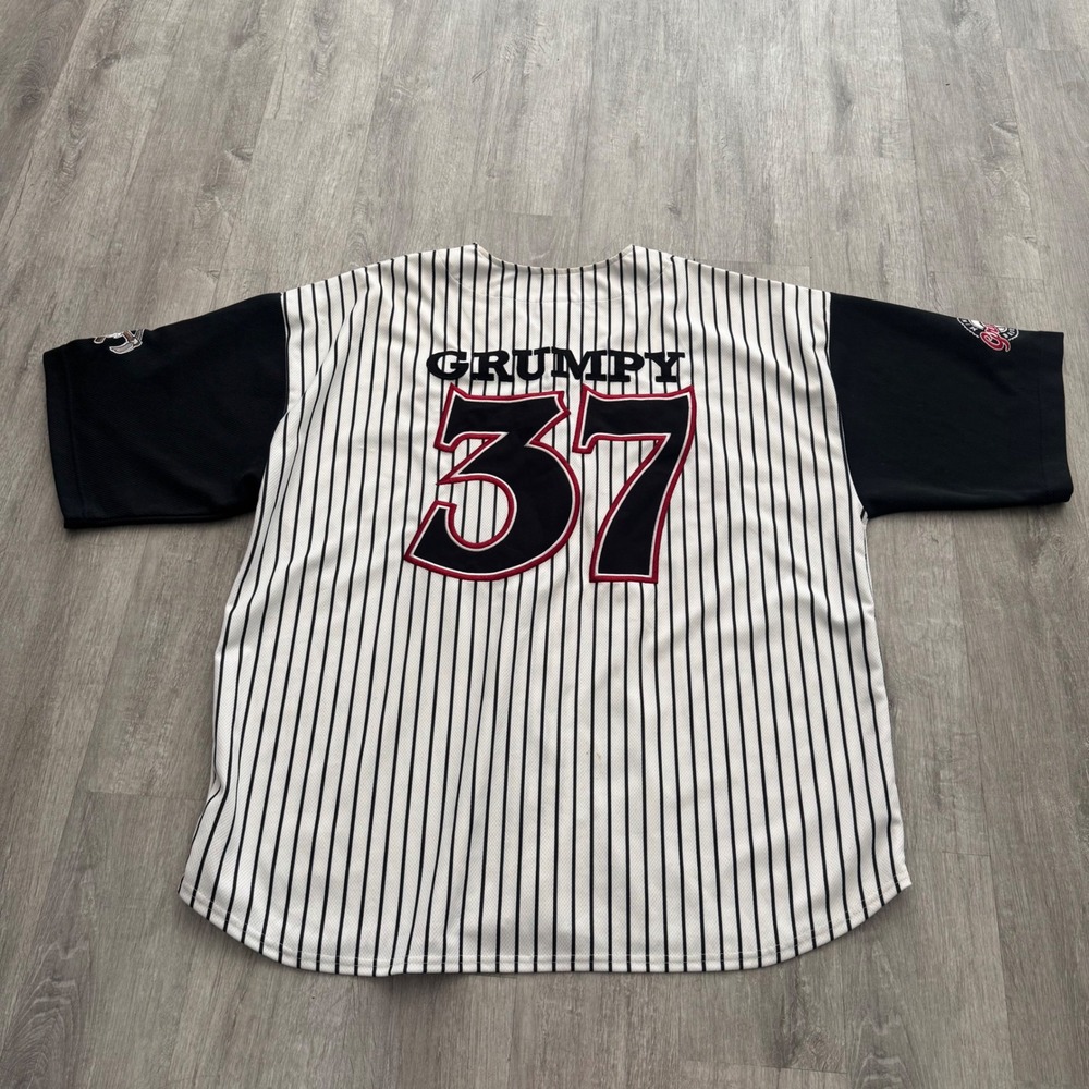 Disney Grumpy Miners Pinstripe Baseball Jersey - White, Black, Red - Picture 8 of 9